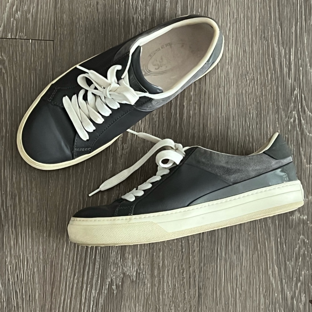Tods woman’s grey leather combo lace up sneakers shoes 37 1/2 - 7.5